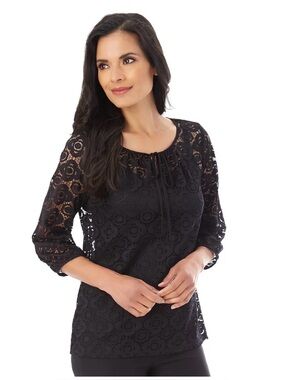 APT.9 Black Lace Blouse L